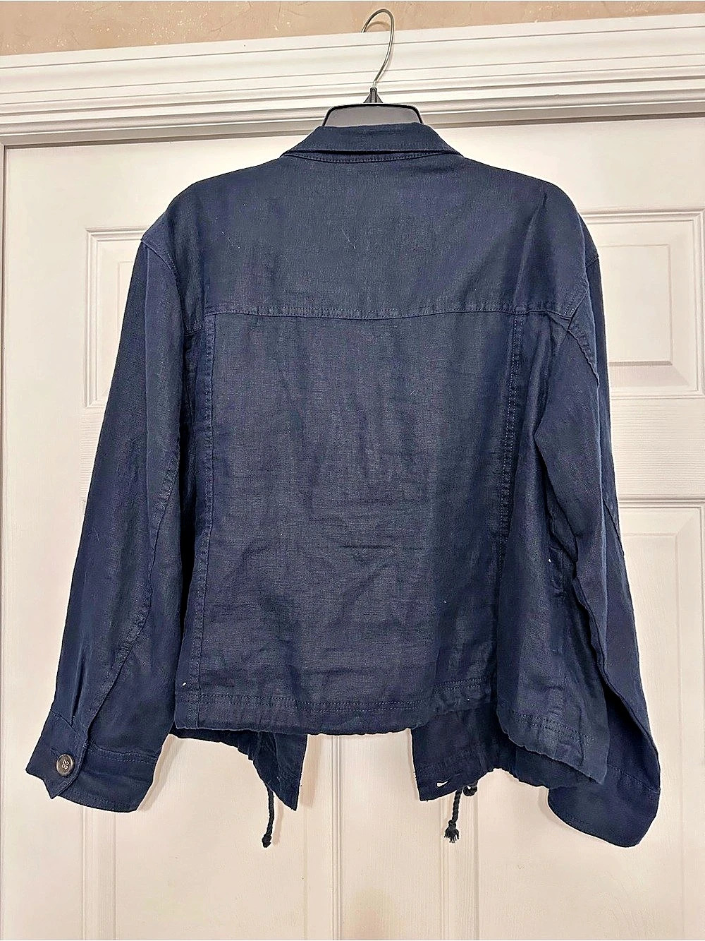 Talbots Washed Linen Jacket Utility Jacket in Blue, Large - Picture 3 of 8